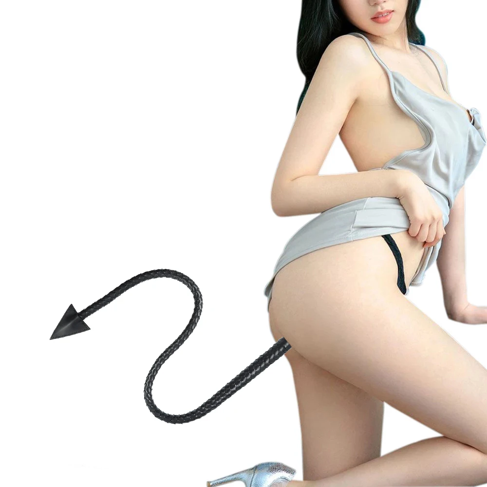 Metal Anal Plug PU leather Whip Anal Sex Devil Tail Cosplay Butt Plug Adult Games Anal Sex Toys for Couples Men and Women