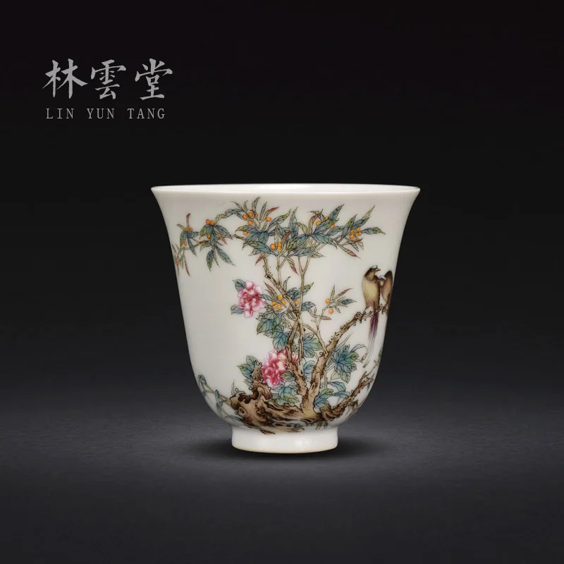 Lin Yuntang hand-painted jingdezhen handmade ceramic powder enamel cup kung fu master cup single cup sample tea cup