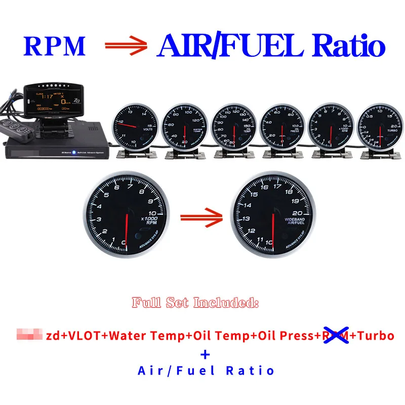 Difi Advance BF Difi Link-systeem zd + 6 meters Volt Watertemperatuur Olietemperatuur Oliedruk Rpm Turbo Boost Gauge - afbeelding 1