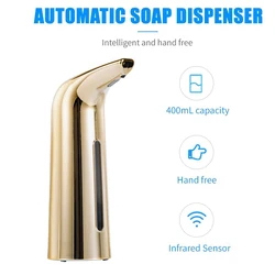 Automatic Dispenser Intelligent Touchless IR Sensor Hands Free Hand Wash Organizer Home Bathroom Cleaning Gold
