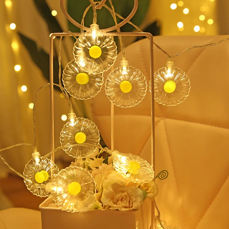 PheiLa LED Daisy String Light Mini Fairy Garland Light String Battery Operated for Indoor Bedroom Living Room Child Room Decor