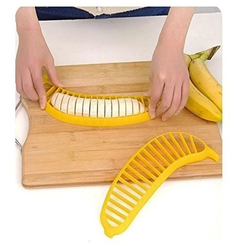 Kitchen Gadgets Plastic Banana Slicer Cutter Fruit Vegetable Tools Salad Maker Cooking Tools kitchen cut Banana chopper