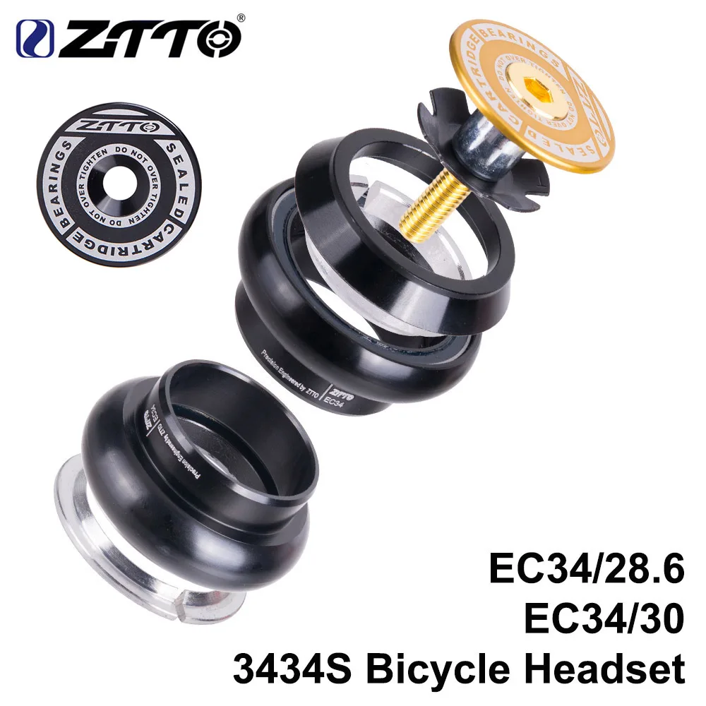 ZTTO 3434S MTB Fahrrad Rennrad Headset 34 mm EC34 CNC 1 1/8 28,6 Gerade Rohrgabel Internes 34 Konventionelles Gewindeloses Headset