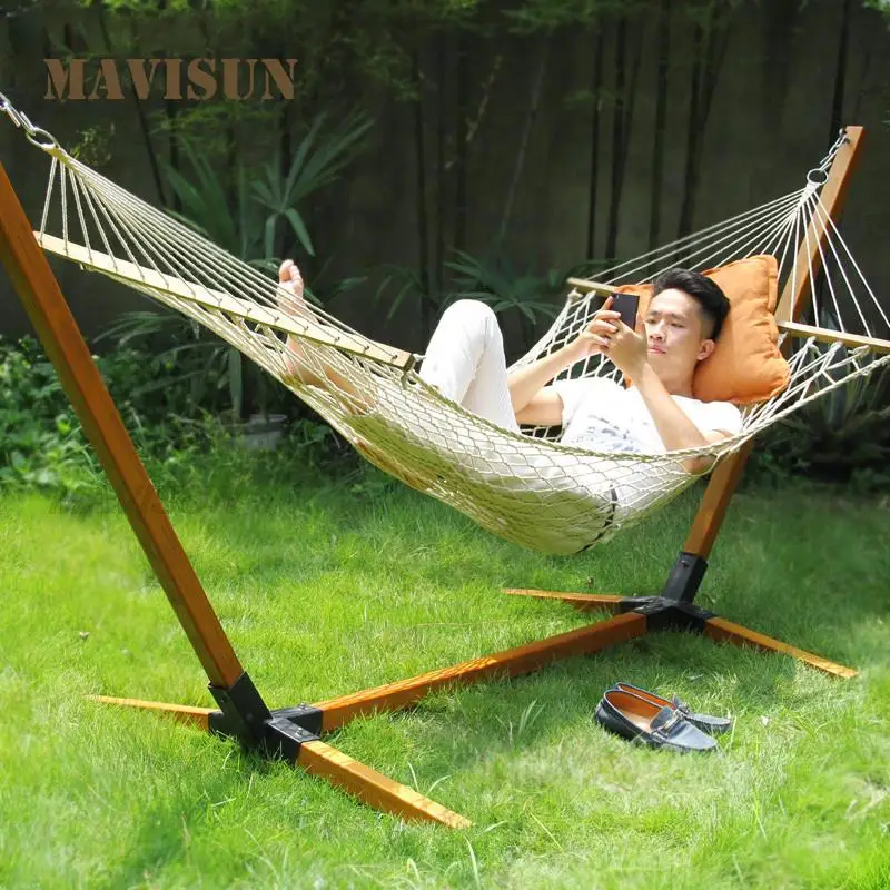 Outdoor Garden Hammock Solid Wood Shaker Indoor Swing Single Bed Home Balcony  Leisure Minimalist Hanging Rocking Furniture