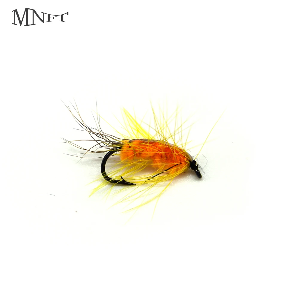 MNFT 10Pcs Yellow Beard Orange Body Flies Fly Fishing Attractor Worm Trout Fly Fishing Lure