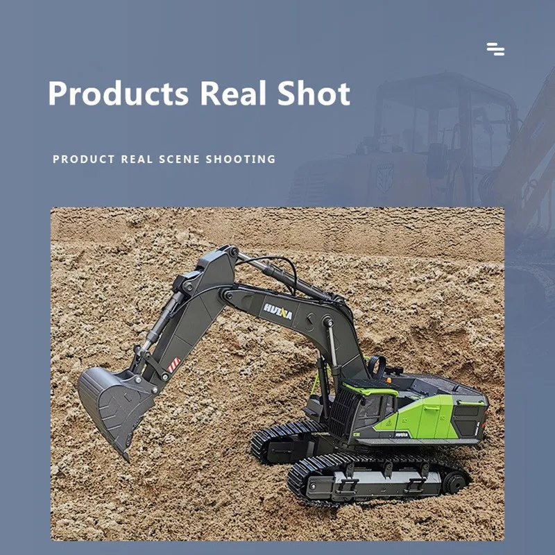 1:14 Screw Power Large Remote Control Excavator Truck 2.4G 22CH LED Lighting Unlimited Rotation Alloy Bucket RC Excavator Truck