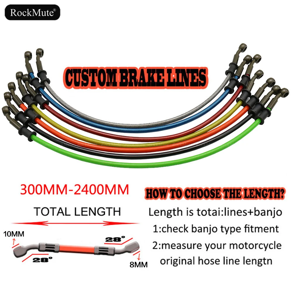 300mm-2400mm Brake Hose Line Banjo Motorcycle Motorcross ATV Dirt Bike Hydraulic Oil Clutch Cable Pipe Braided Stainless Steel