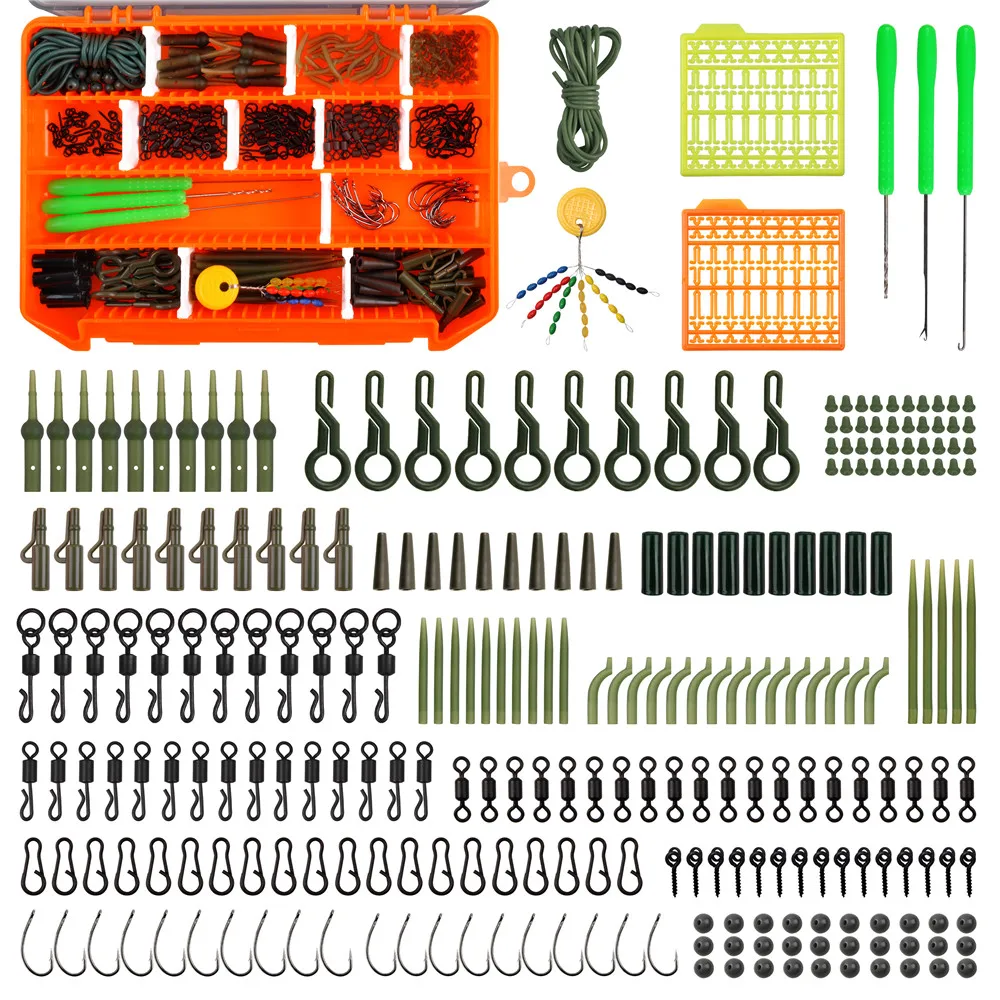 259Pcs Carp Fishing Tackle Set Matte Quick change swivels Snap Anti Tangle Sleeve Carp Lead clips Chod Rig Connector Accessories