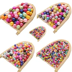 4/6/8/10/12mm Straight Hole Acrylic ABS Imitation Pearl Colorful Round Loose Beads For DIY Handmade Craft Accessories Material
