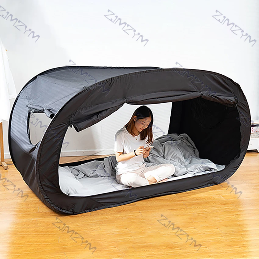 Folding Bed Tent Portable Indoor Outdoor Hiking Travelling Tent Dormitory Bed Privacy Space With Anti-Mosquito Mesh Top Fixed