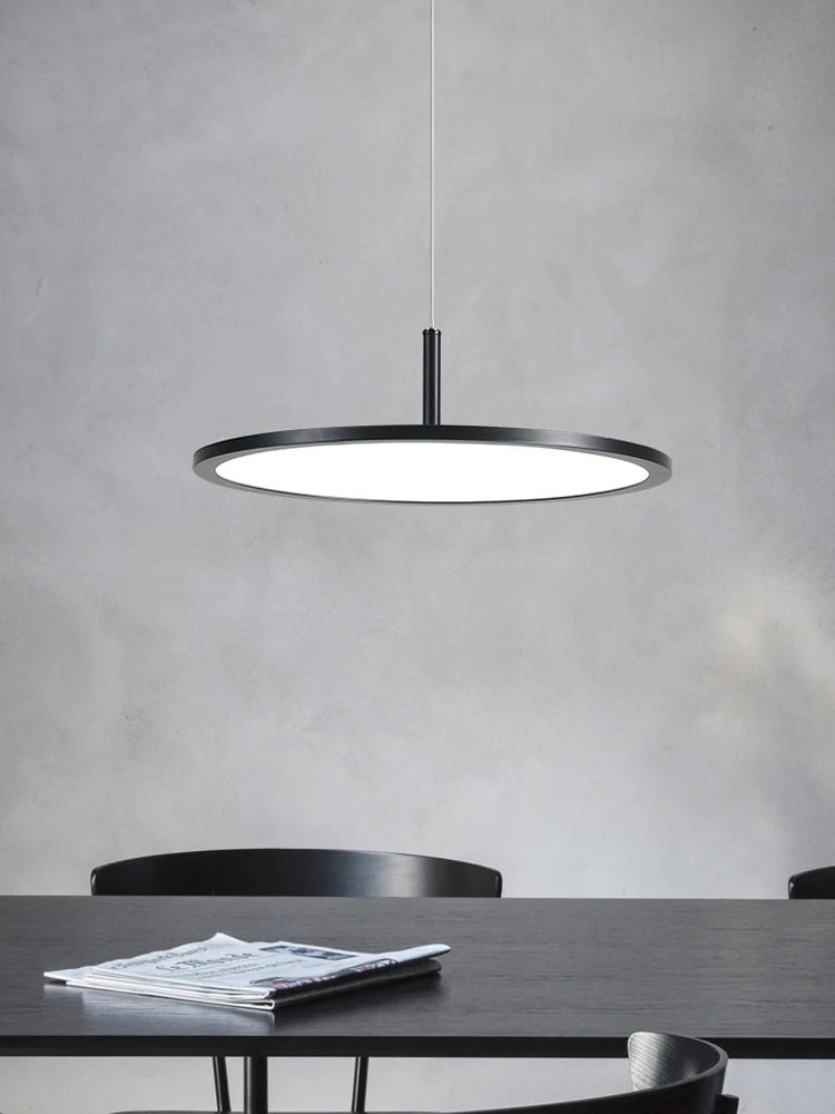 Creative Disc LED Black White Pendant Lights Modern Simple Restaurant Bar Cafe Living Room Bedroom Ultra-Thin Round Hanging Lamp