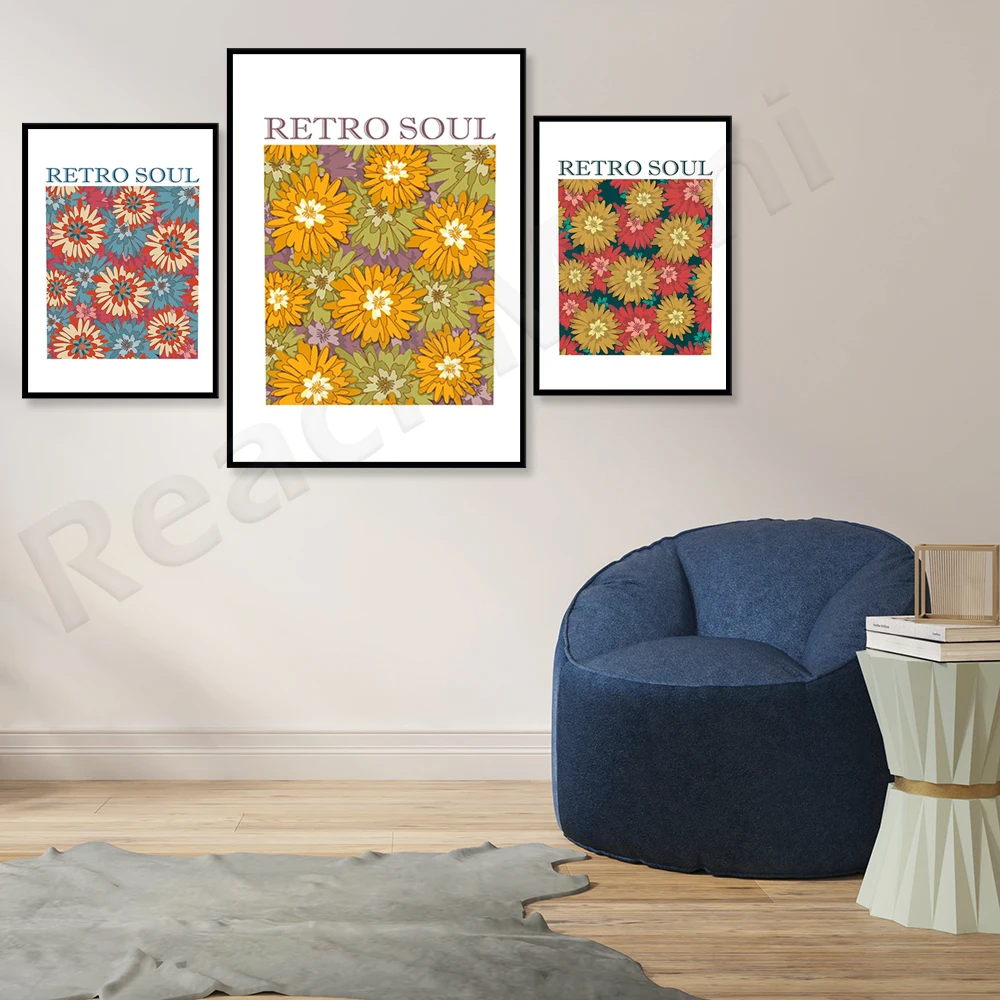 Retro 70s art print, retro soul wall decoration, retro flower art 70s hippie poster, retro flower retro soul poster
