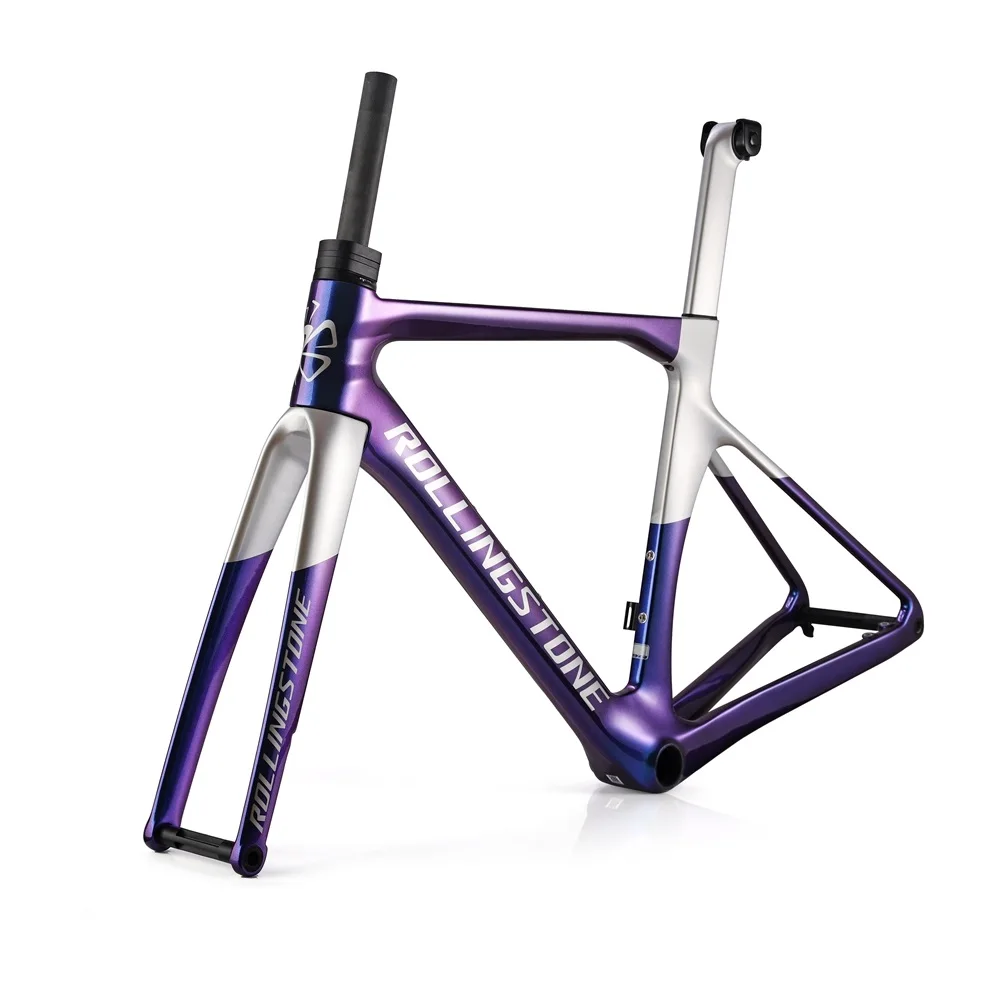 Rolling Stone Hider Carbon Disc Brake Road Frame Set, Full Internal Routing with Aero Integrated Bar, 46 cm, 49 cm, 52 cm, 55cm