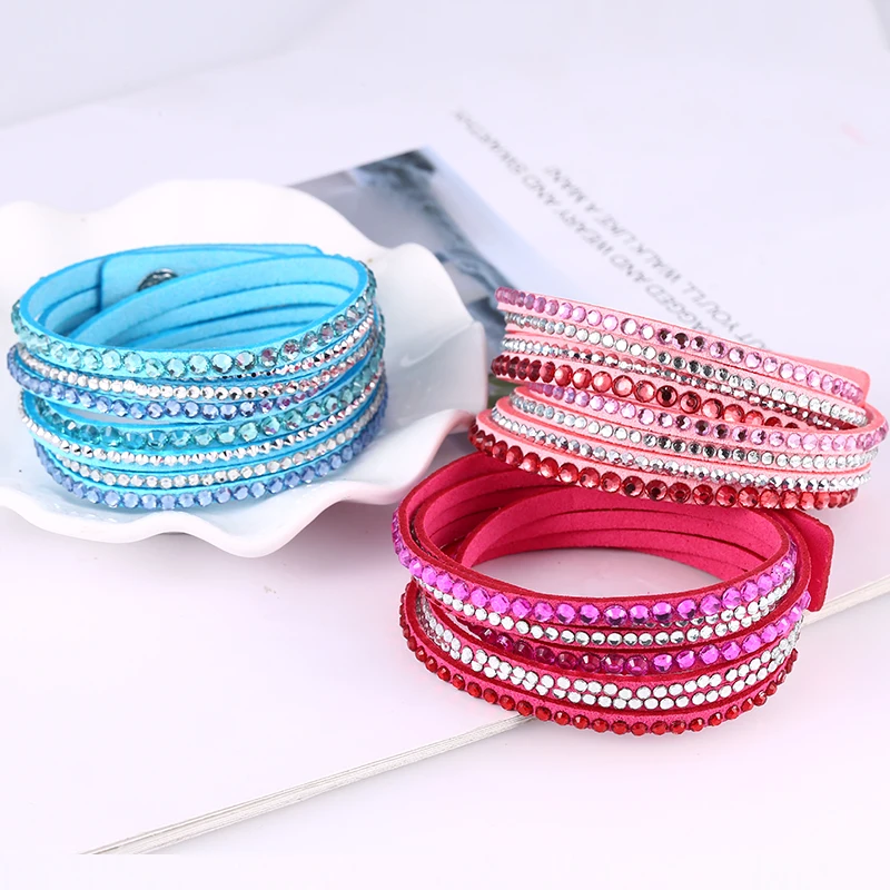 2019 Fashion New Slake Leather Bracelets with Wrap Slake Bracelet for women Clasp Charm Bracelets Bangles Jewelry Wholesale