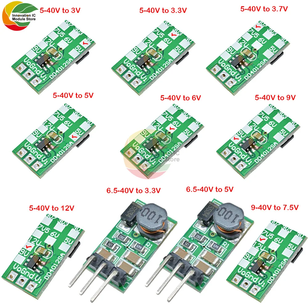 Mini DC Buck Converter DD4012SB 1A 5-40V to 3V 3.3V 3.7V 5V 6V 7.5V 9V 12V Regulated DC-DC Buck Converter Module Dc Dc Converter