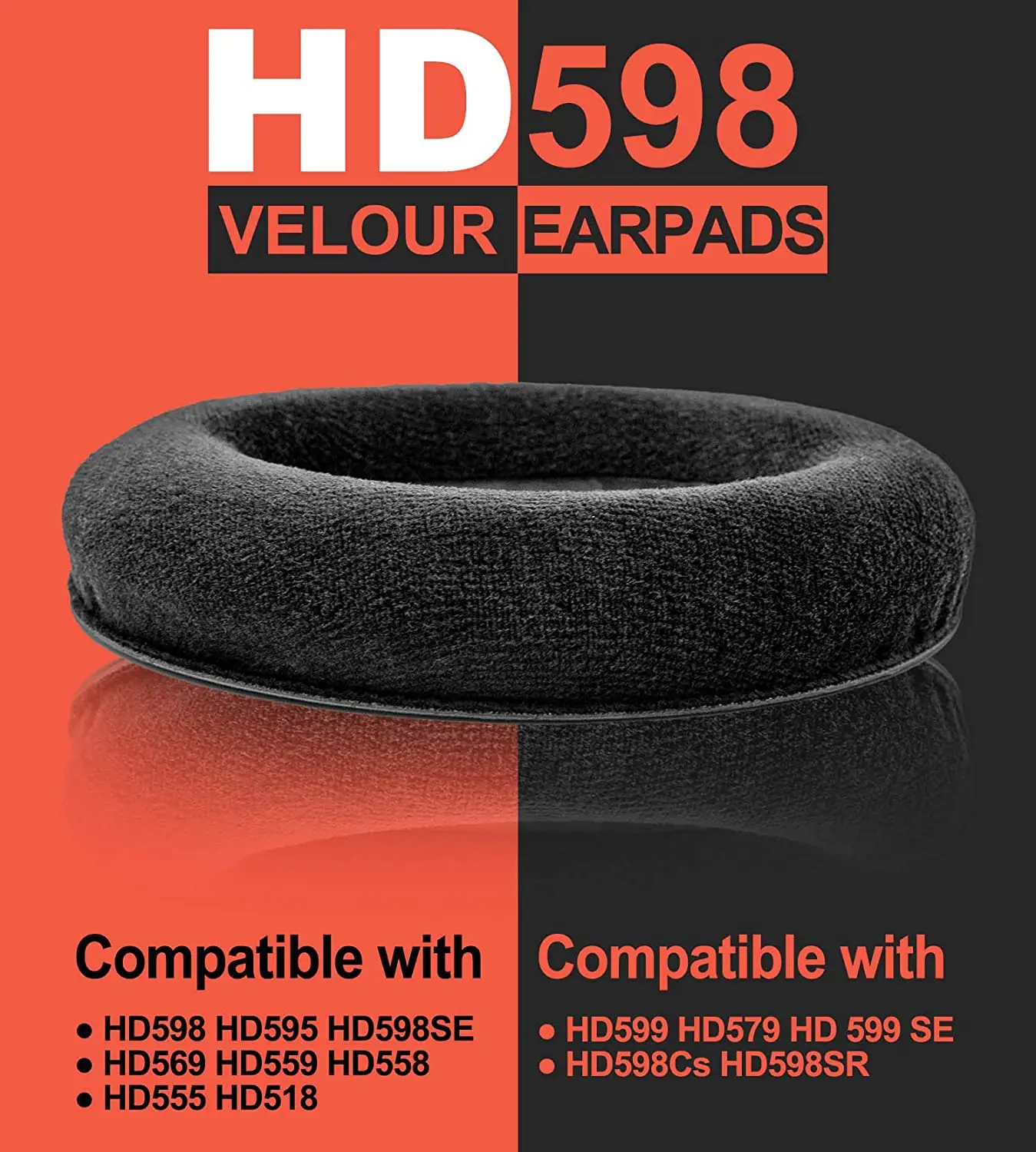 Cuffie auricolari HD598 compatibili con cuffie HD 598, HD 598SE, HD 598CS, HD 515, HD 555, HD 595, HD 518 (nero)