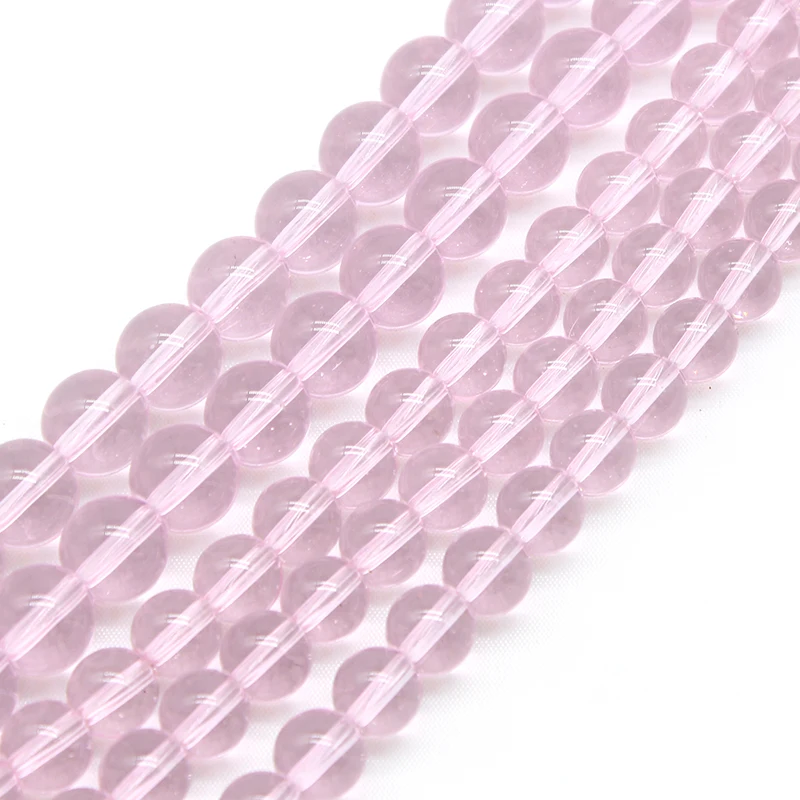 Natural Stone Beads Round Smooth Loose Pink Glass Stone Beads 4-12mm For Jewelry Making DIY Charm Bracelet Necklace Handmade