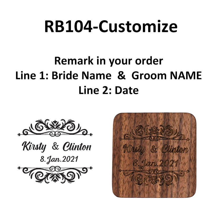 Luxury Custom Logo Walnut Wooden Box for Wedding Jewelry Proposal Ring Gift A291