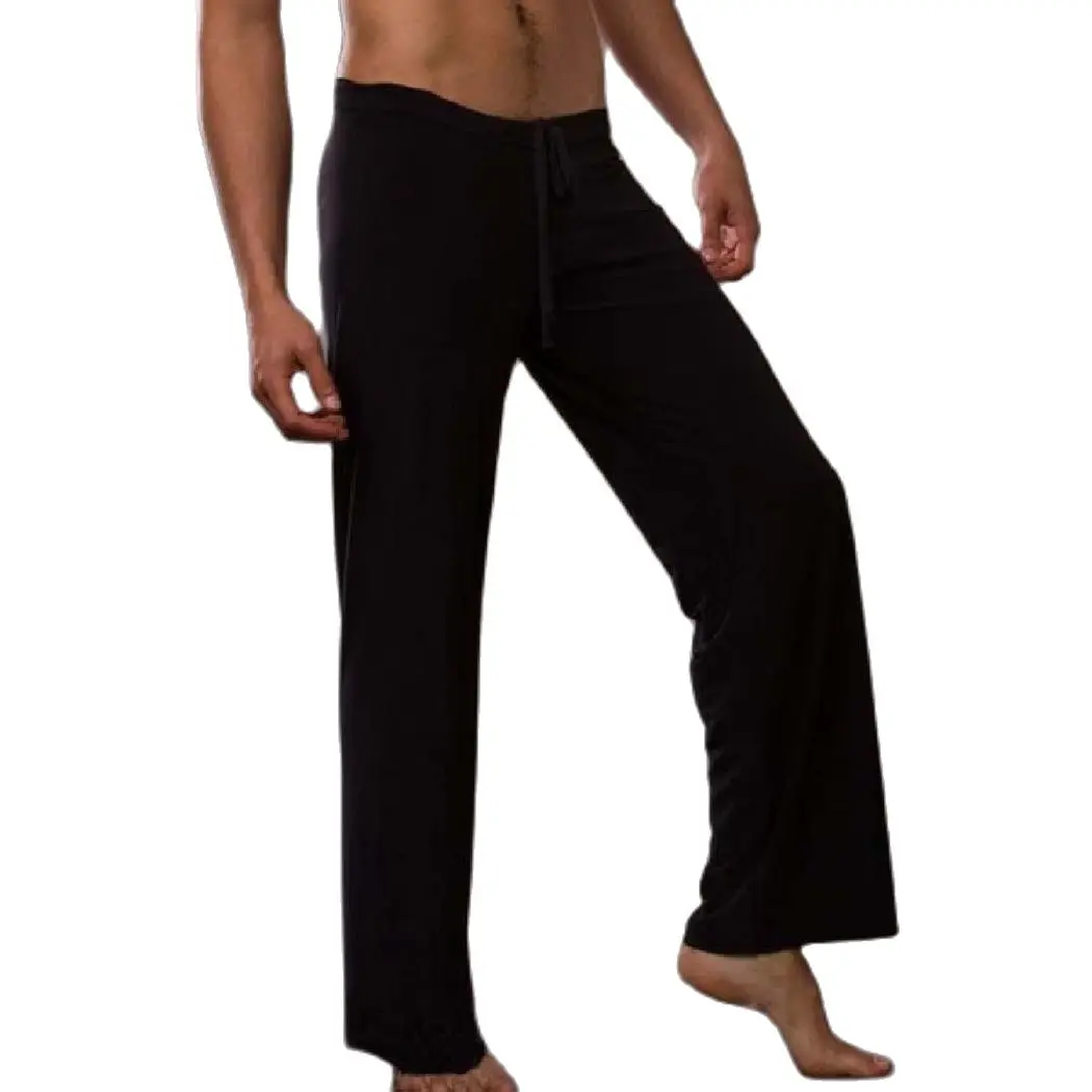 Pantalones de malla transpirables de cintura baja para hombres, ropa de dormir fina de seda de hielo para Yoga, pantalones transparentes para el