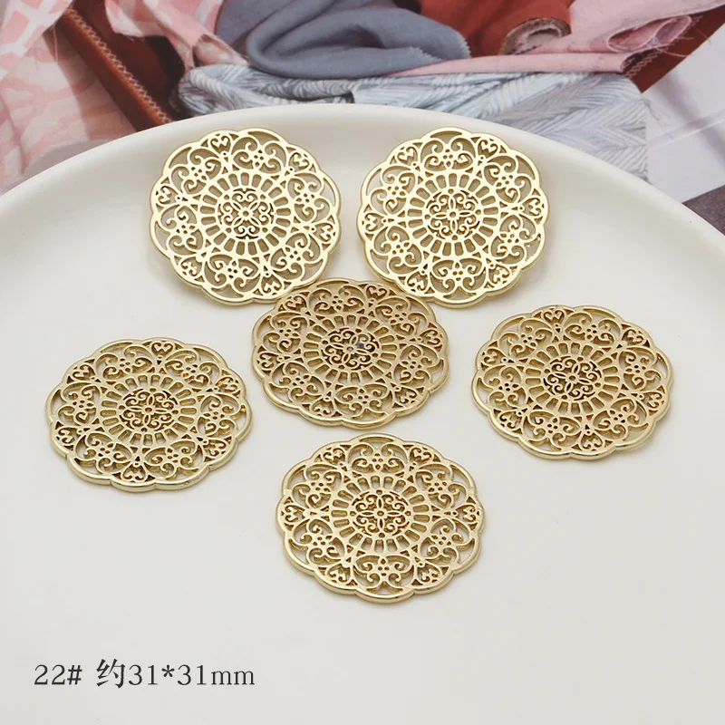 10pcs Matt Gold Color Pendant Charms Hollow Love Heart Waterdrop Round Pendants for Earrings Connectors for DIY Jewelry Making