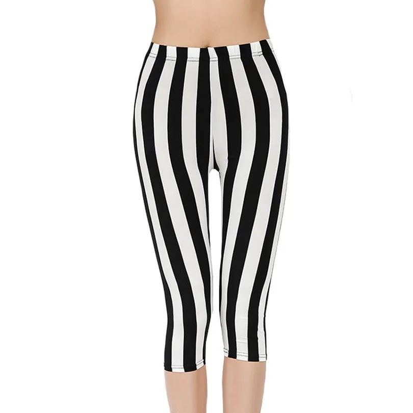 

VISNXGI Floral Printing Capris Leggings Casual Stretched Graffiti Elastic Cropped Trousers Summer Women Knit Polyester Mid-Calf