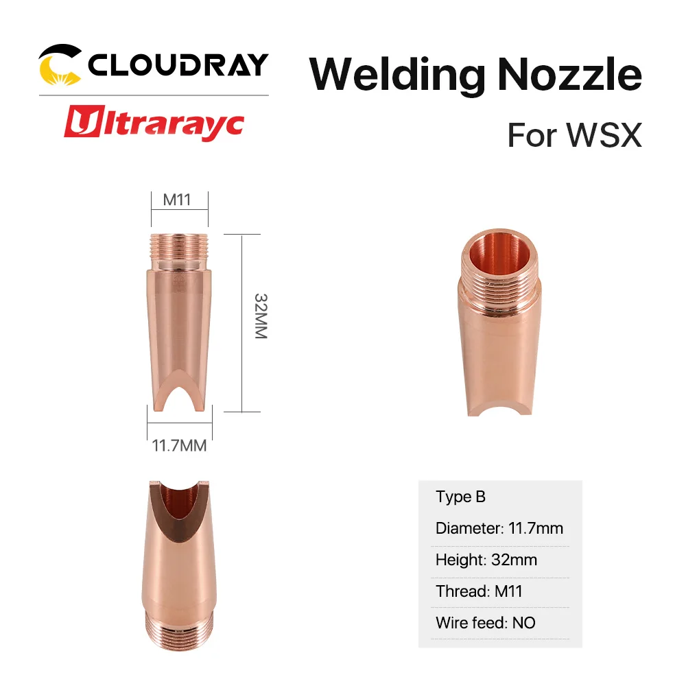 Лазерные сварочные сопла ultrtonc WSX для ручной сварочной головки диаметром M11 Сопло длиной 11,7 мм и 32 мм