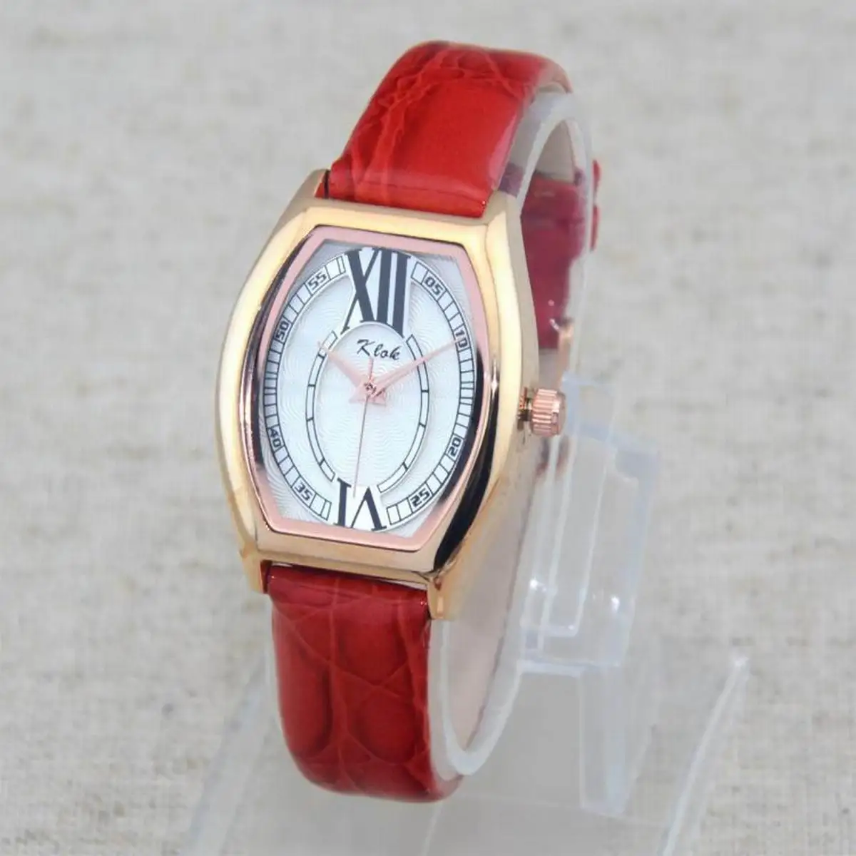 

Fashion Tonneau Dial Roman Numerals Women Genuine Leather Quartz Wrist Watch 3ATM Waterproof