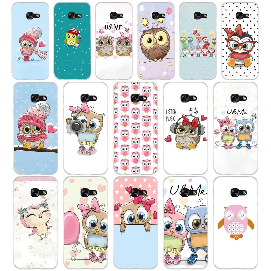 48SD Cute Owl Hearts Lover Christmas Soft Silicone Tpu Cover phone Case for Samsung a3 a5  a6 plus a7 a8 a9 star lite s 6 7 8 9