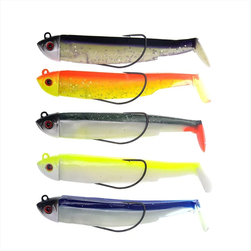 Jig Head con vinilo cola en T para pesca en mar