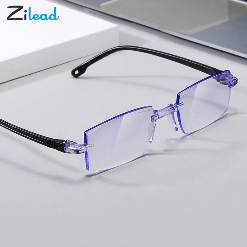 Zilead Rimless Myopic Glasses Women Men Anti-blue Light Prescription Myopia Shortsighted Eyewear With minus Diopters -1.0 to-4.0