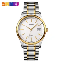 SKMEI Fashion Couple Watches Men Women Gift Set Stainless Steel Clock Fashion His Her Waterproof Quartz Wrist Watches 1692 1693