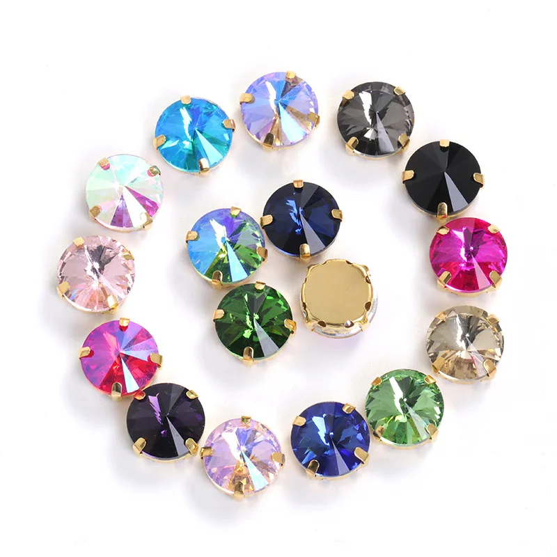 Pipatian 20Pcs Sew on Buttons Rivoli Rhinestone Crystal Decorative Glass Stone Wholesale Diy Clothing Collar Dress Accessories