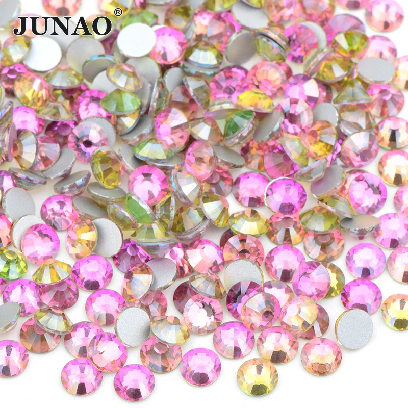 JUNAO Wholesale ss6 ss8 ss10 ss12 ss16 ss20 ss30 Burgundy AB Color Nail Crystal Rhinestones Flatback Glass Strass Beads Applique