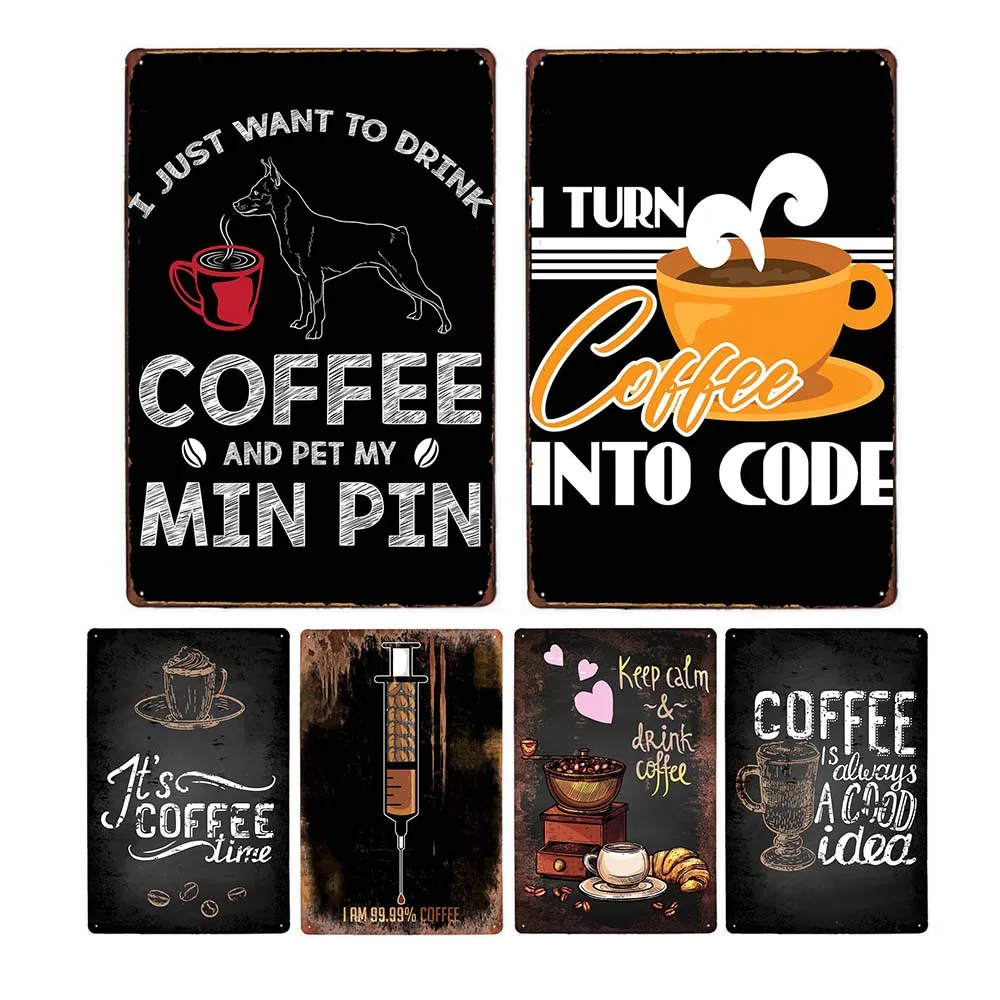 Cafe Vintage Signs Coffee Tin Metal Retro Plates For Wall Bar Pub Club Art Plaque Decoration Home Decor Poster 20x30cm20x30cm