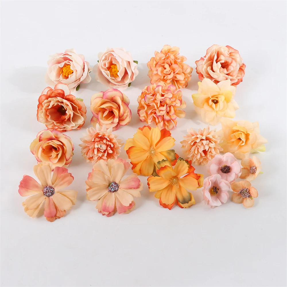 1Bag Artificial Flower Head For Home Decor Wedding Flowers Wall Decoration DIY Hair Accessories Corsage Handmade Craft Material