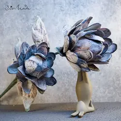 SunMade High-end Handmade Large Dahlia Artificial Flowers Living Room Decor Fall Decorations Flores Artificiales DIY
