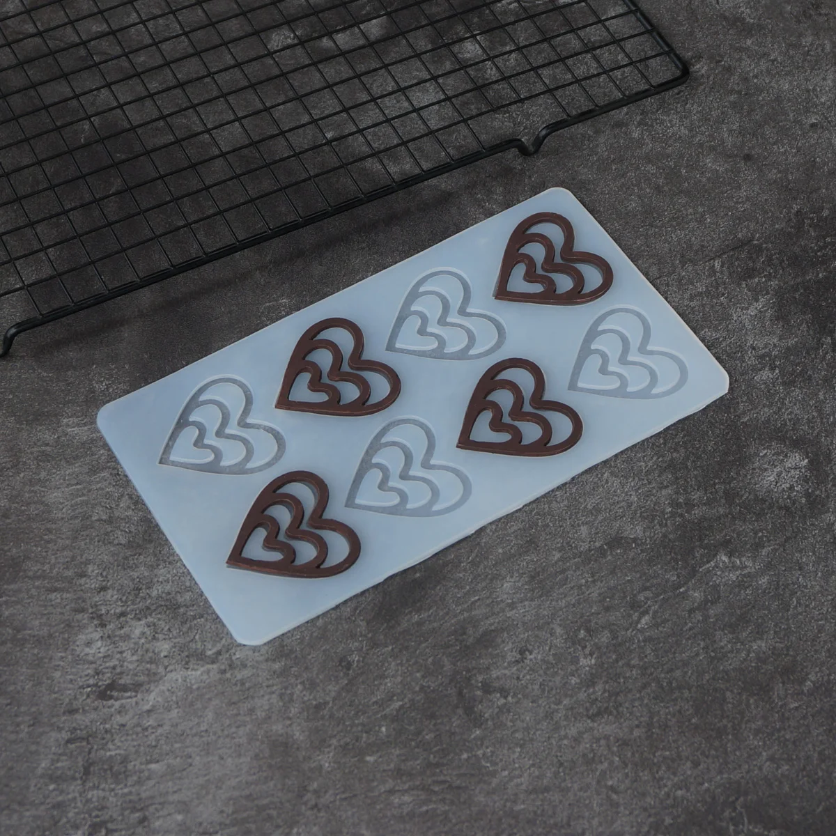 Hollow Out Heart Shape Chocolate Stencil Cup Cake Decorating  Silicone Mold Transfer Sheet Baking Chablon DIY Chocolate Chip