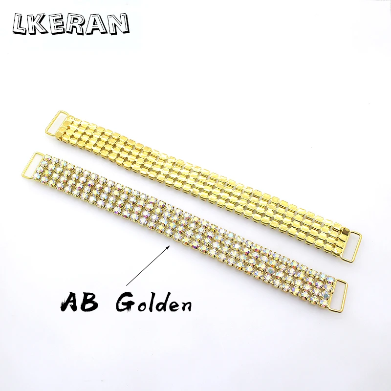 LKERAN 10Pcs 175mm fibbie per connettori a catena/Bikini con strass a quattro file per accessori per abiti da spalla