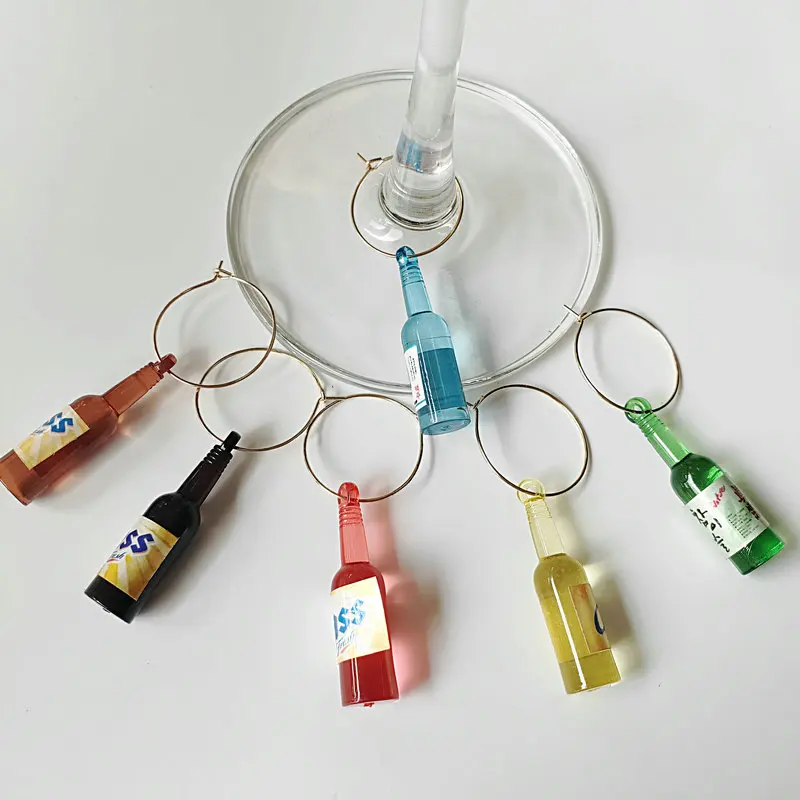 Set of 6pcs Wine Glass Marker Charms Rings Marker Christmas Party Bar Table Decorations