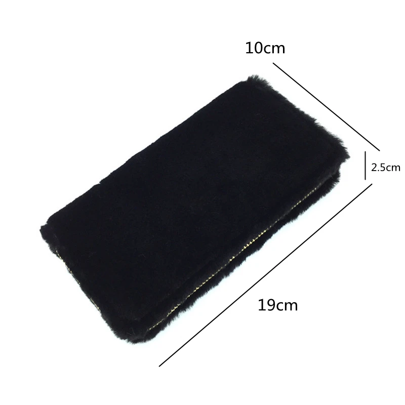 1PC Women Long PU Leather Wallets Winter Plush Zipper Purses Cellphone Money Card Holders Large Capacity Female Handbags Clutch