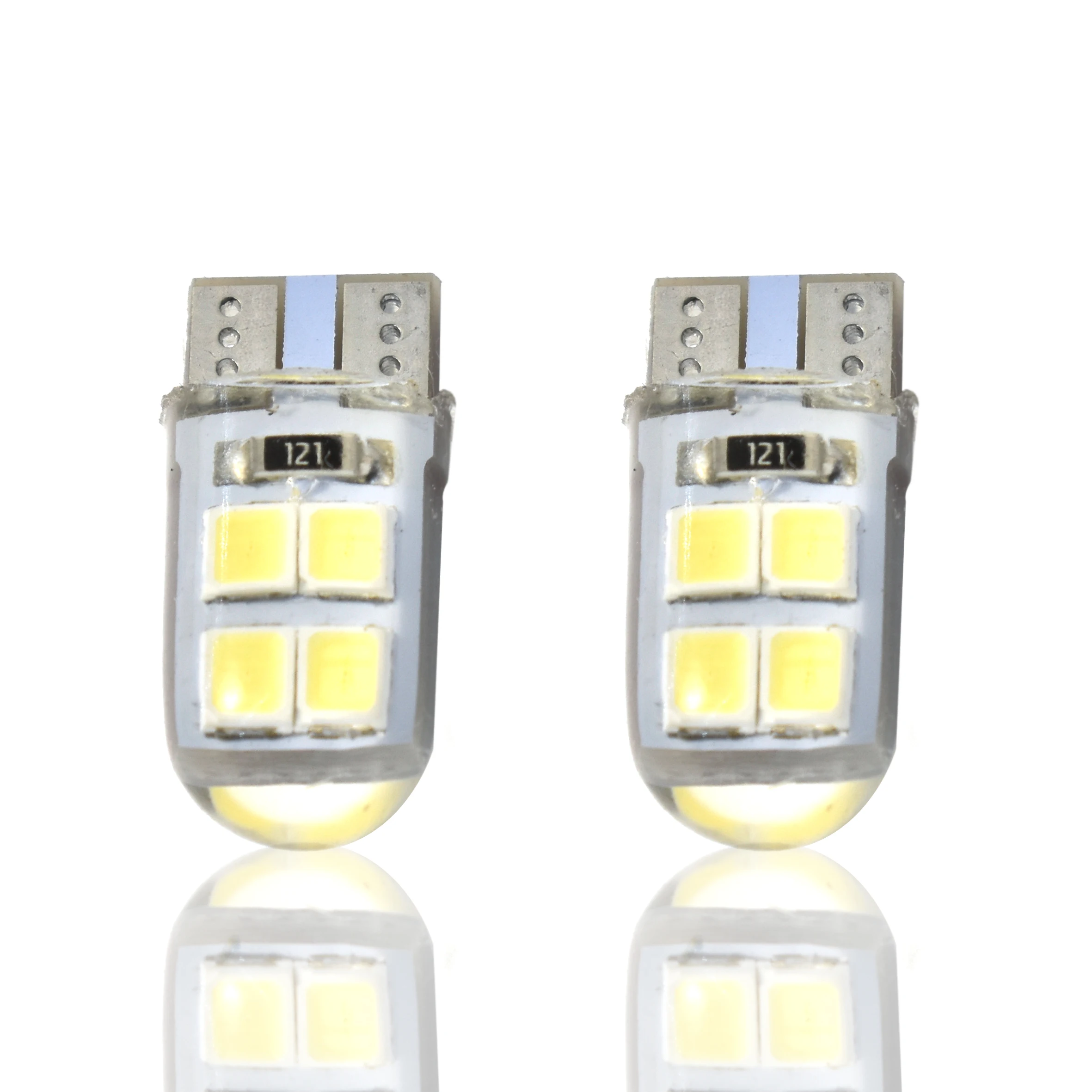 4PCS T10 LED W5W Car Light Bulb 8 SMD Silica Gel High Bright Door License Plate Wedge Dome Reading Signal Lamp 12V White Yellow