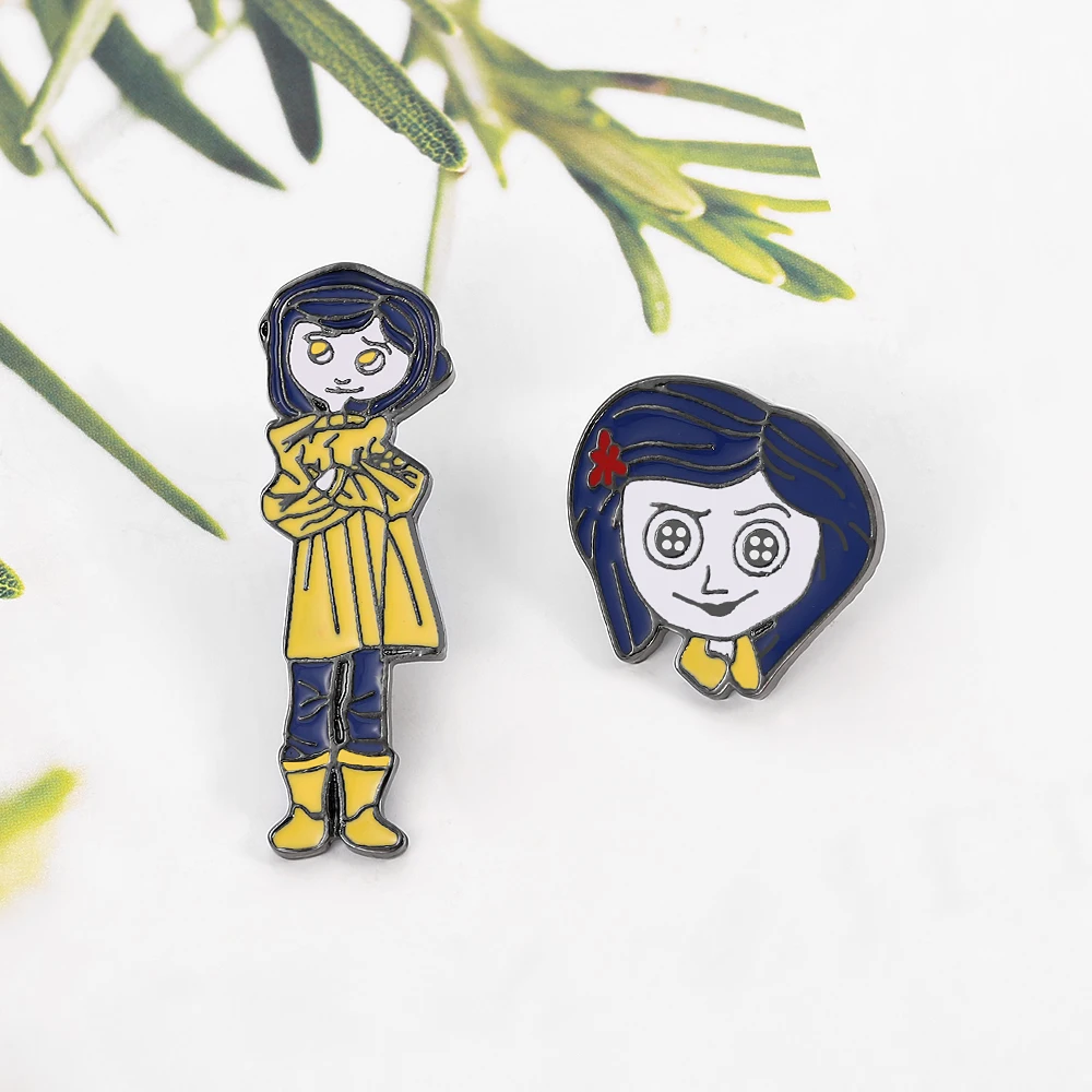 Coraline Enamel Pin Lapel Pins for Backpacks Brooches on Clothes Women Cute Jewelry Manga Christmas Gift Anime Accessories