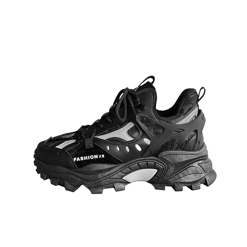 Luxury Vulcanized Men's Sports Shoes Harajuku Shoes Thick Soled Sports Shoes Black Men's Sports Shoes High Fashion New Style