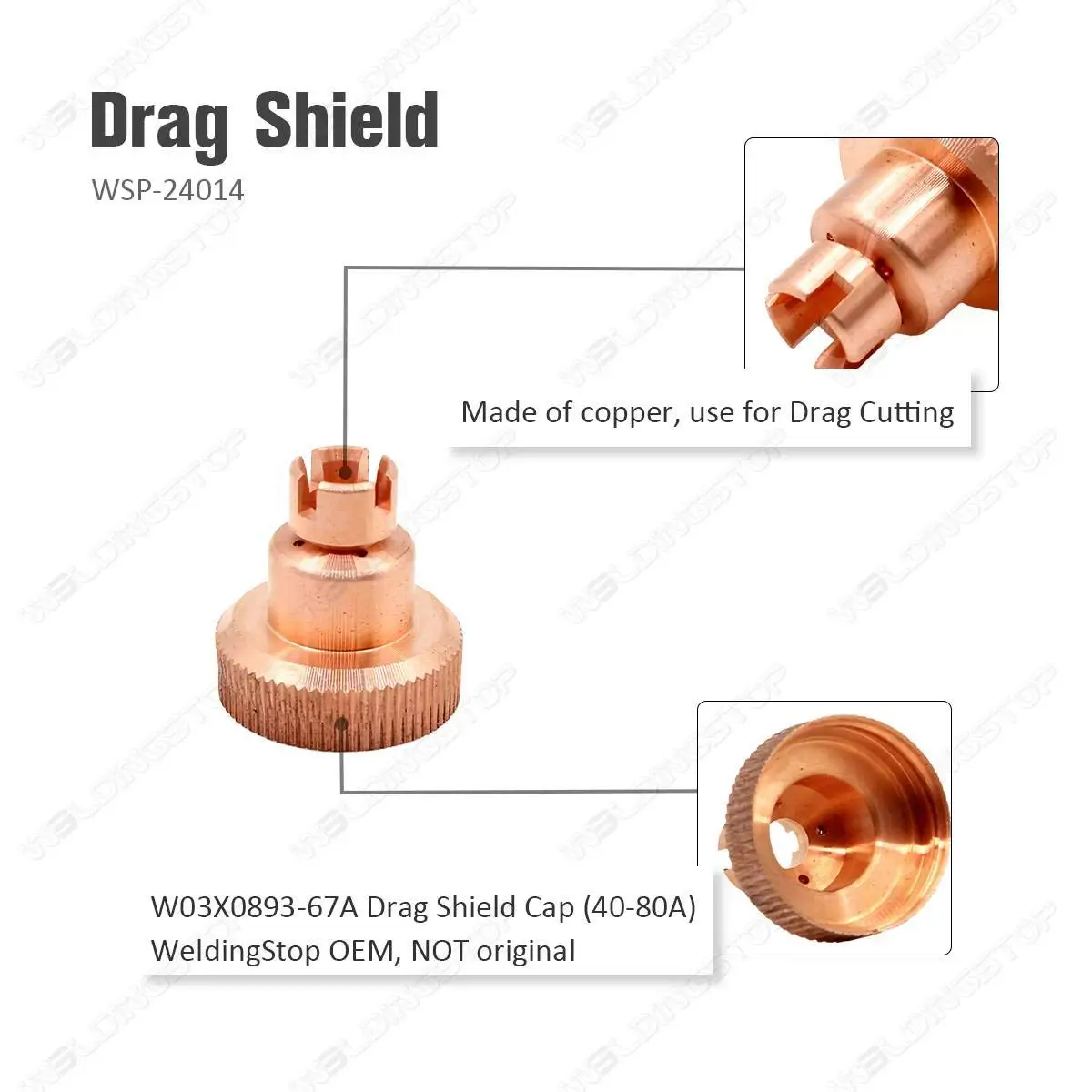 KP2845-2 Drag Shield Cap W03X0893-67A für Tomahawk 1538 Cutter LC105 Plasmabrenner 5 Stück Aftermaket – Detail 5