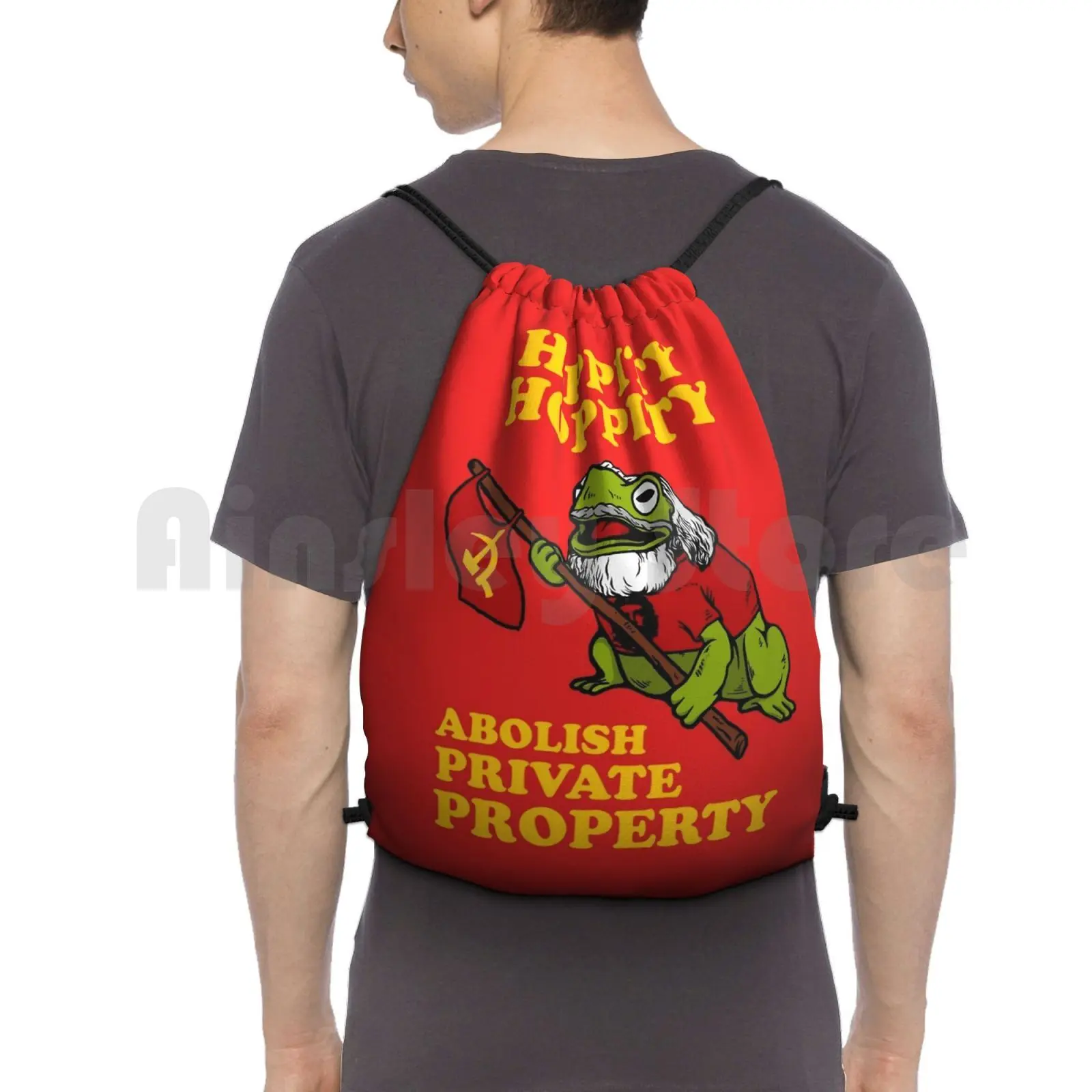 Hippity Hoppity Abolish Private Property Backpack Drawstring Bags Gym Bag Waterproof Communist Memes Socialist Memes