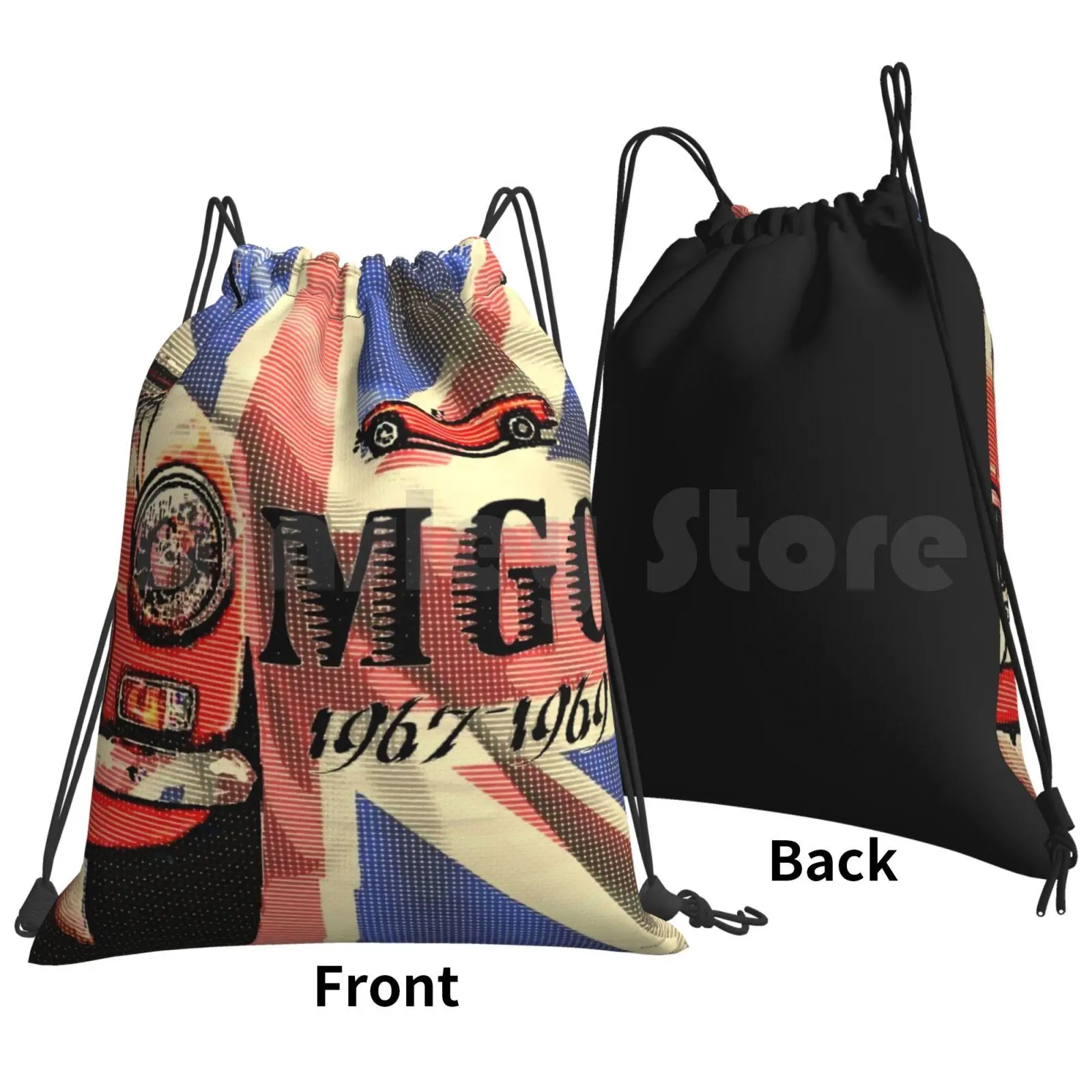 Mgc 67-69 Backpack Drawstring Bags Gym Bag Waterproof Mg Mgb Mgc Vintage Classic Car Vehicle Rover British English Union