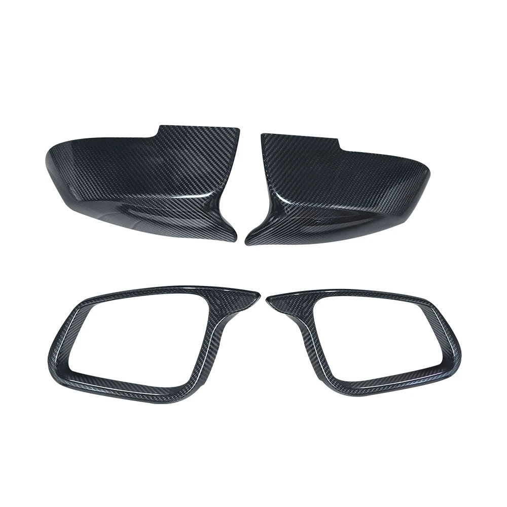 Auto Rearview Mirror Cover Real Dry Carbon Fiber 4pcs Add on For BMW F20 F21 F23 F30 F36 F32 F87 E84