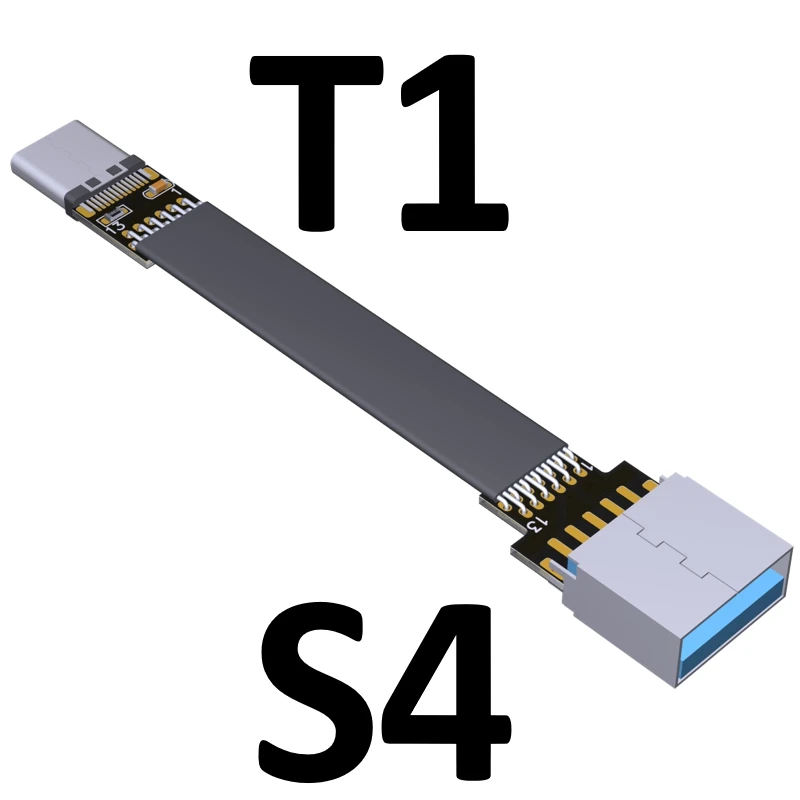 USB Type-C Ribbon Cable Flat EMI shielding FPC Cable USB 3.0 Type C 90 degree Angle Connector up downward 5cm-3m USB 3.1