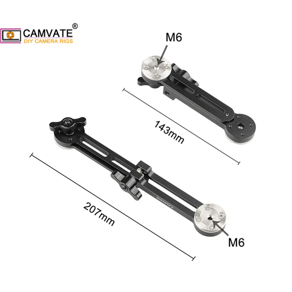 CAMVATE-mango de madera y brazo de extensión, abrazadera de varilla Dual de 15mm y montaje de roseta ARRI M6 para cámara DSLR, sistema de soporte de aparejo de hombro