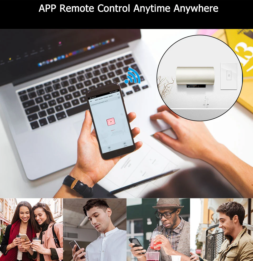 CUSAM US WiFi Boiler Water Heater Switch 20A 4400W Tuya Smart App Control Timer Voice Commands Work with Alexa Google Home